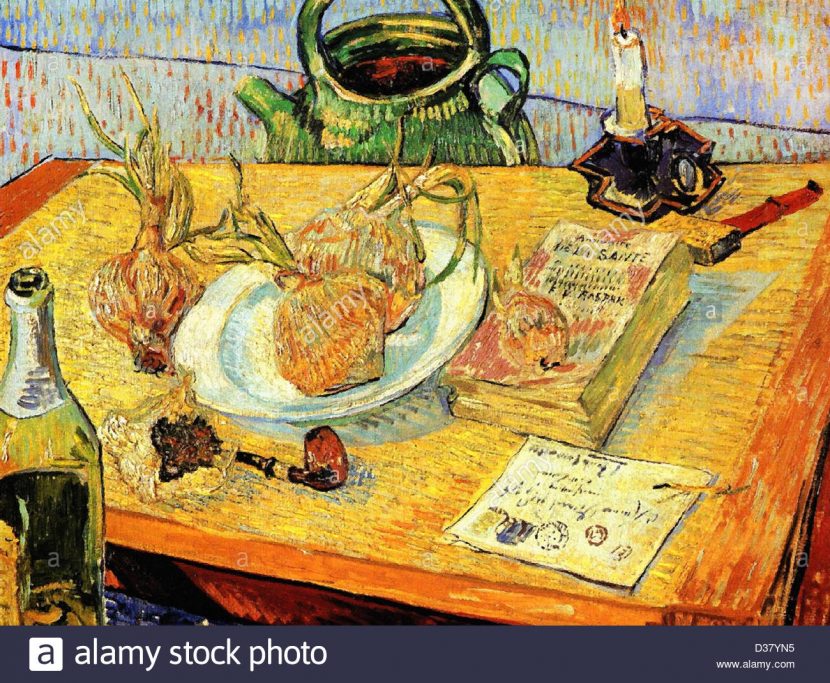 Vincent van Gogh, Still Life with Drawing Board, Pipe, Onions and Sealing-Wax. 1889